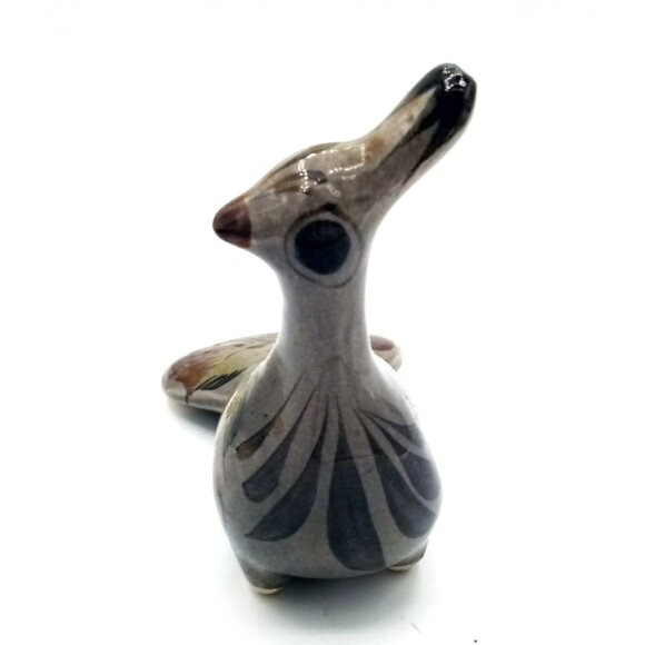 Tonala Bird Hand Painted Mexican Pottery Vintage Folk Art 4.25 Inch Clay 1960s - Picture 6 of 16